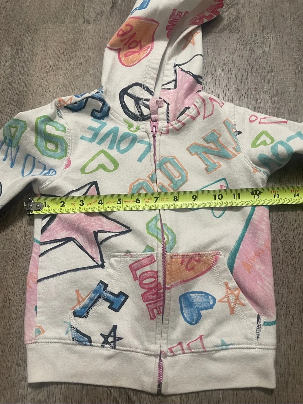 Old Navy White Hoodie with Multicolor Graffiti Motifs